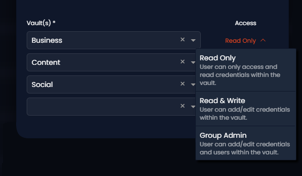 Quickly assign fine-grained permissions to users on a vault by vault-basis